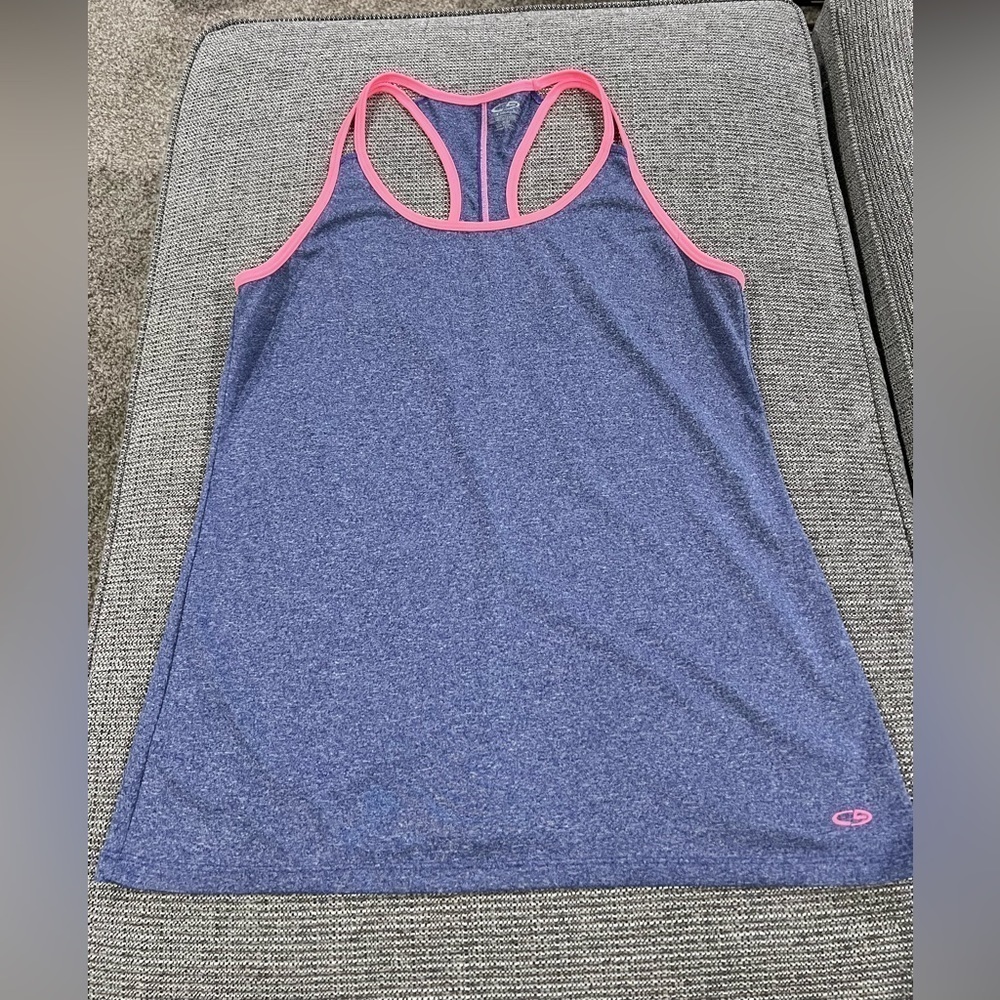 B4.27 C9 Champion Double Spaghetti Strap Tank Hot Pink/Heathered Purple M